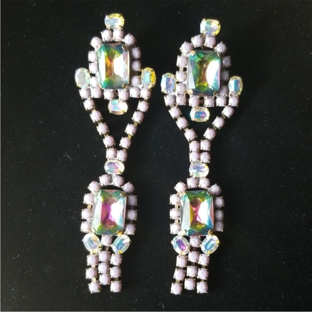 Vintage Czech Glass Crystal Rhinestone Earrings